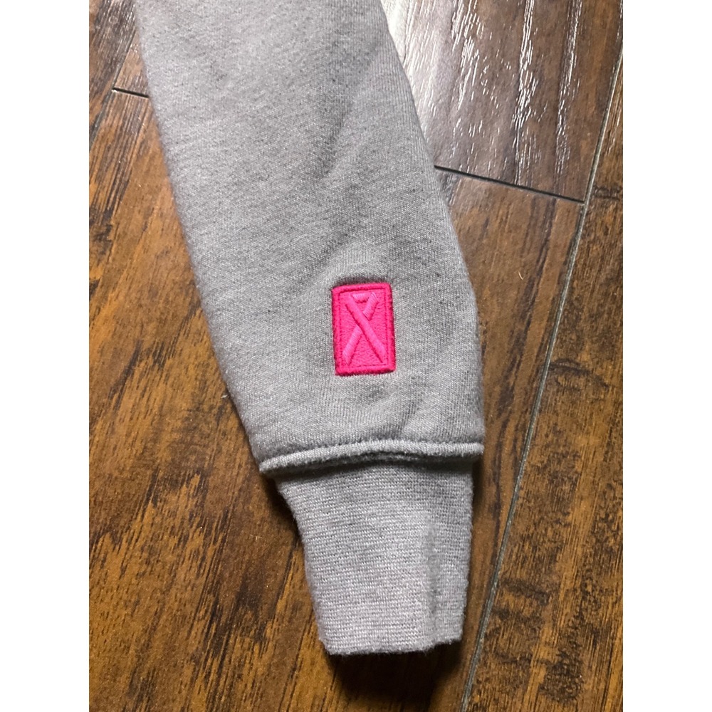 The North Face Womens Pink Box Logo Hoodie Gray Fleece Pullover Small - Picture 3 of 4